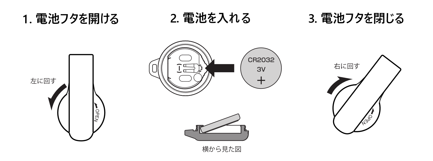 活動量計-ボタン電池セットイメージ図